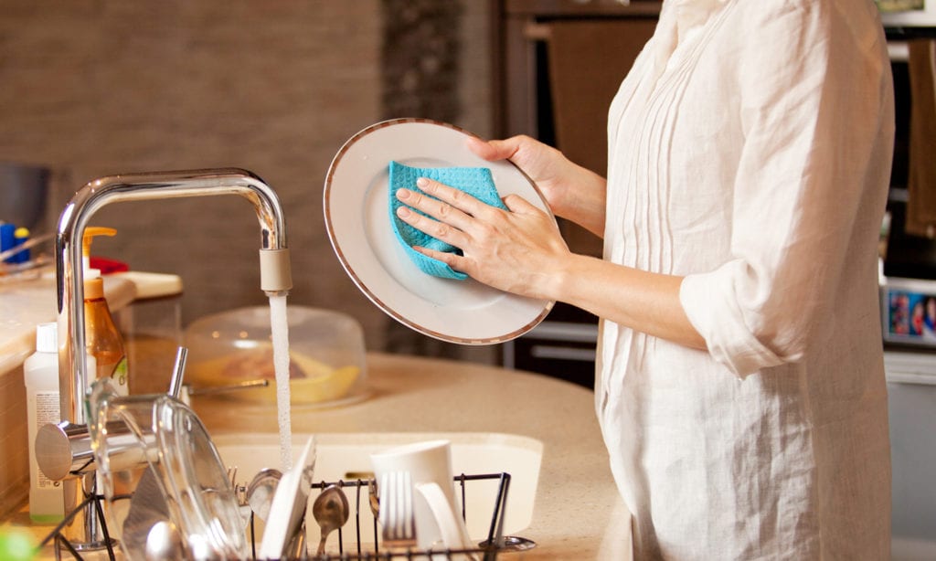 washing dishes