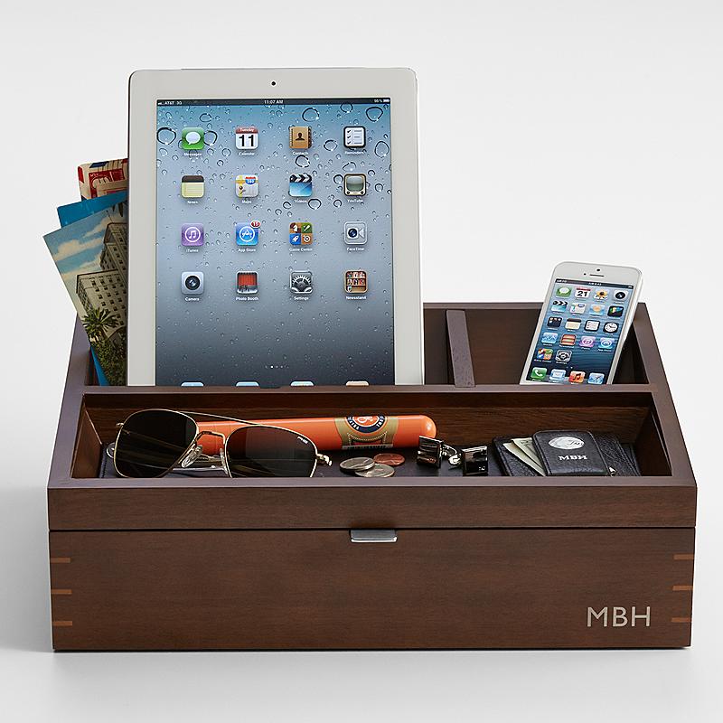 personalized-wooden-desk-valet-and-charging-station