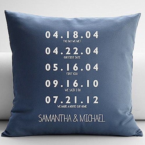 Romantic Gift Idea for Her by Gifts.com - Couple's Key Dates Pillow