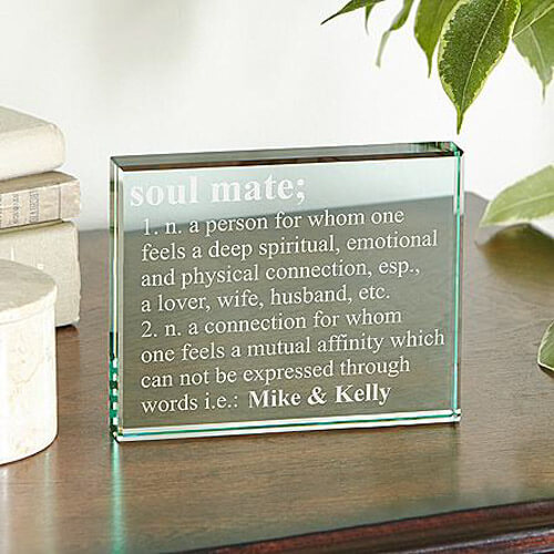 Romantic Gift Idea for Her by Gifts.com - Soul Mate Glass Block